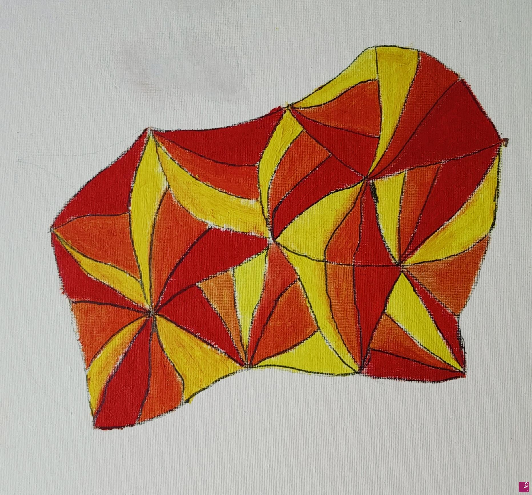 quadri in vendita online - Forma non euclidea in variazioni di rosso e giallo