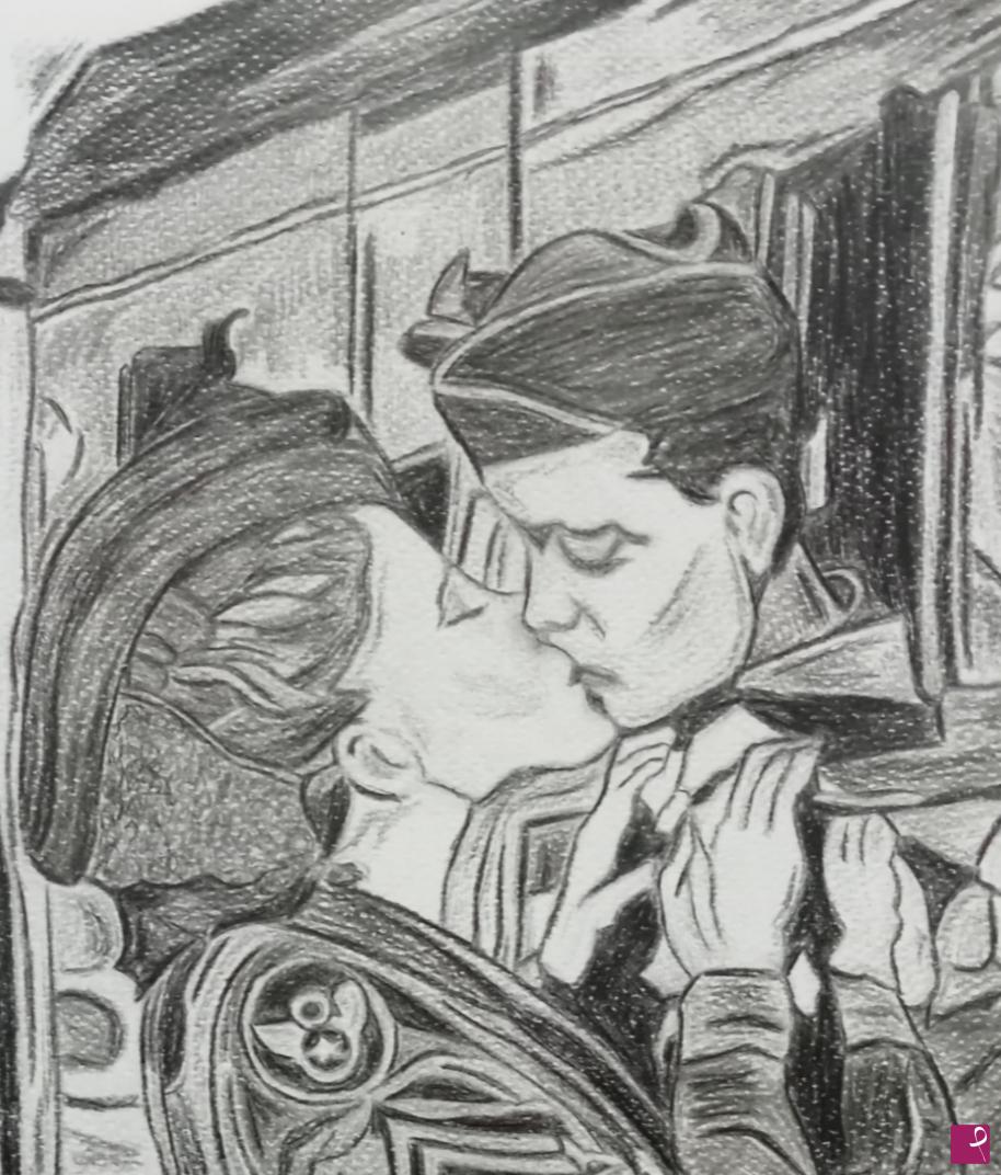 quadri in vendita online - "Foto d'epoca.Il bacio"