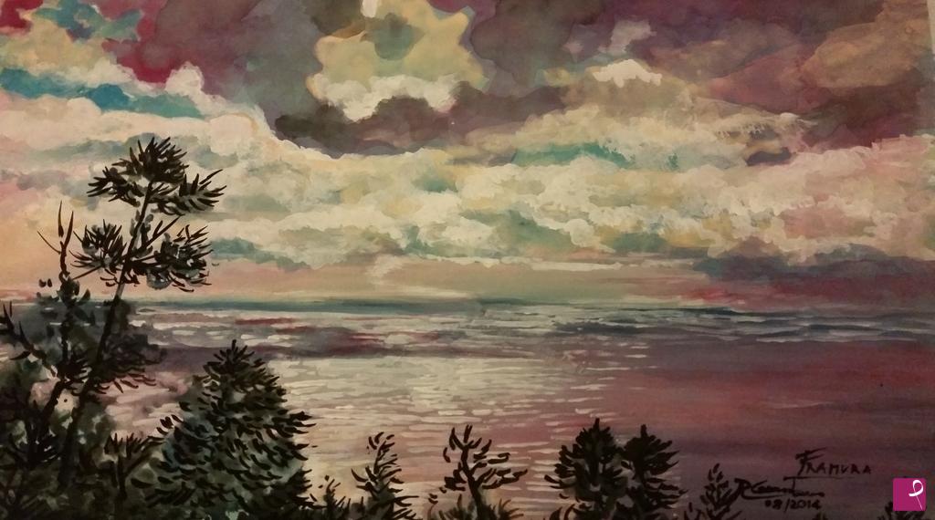 quadri in vendita online - "Framura al tramonto"