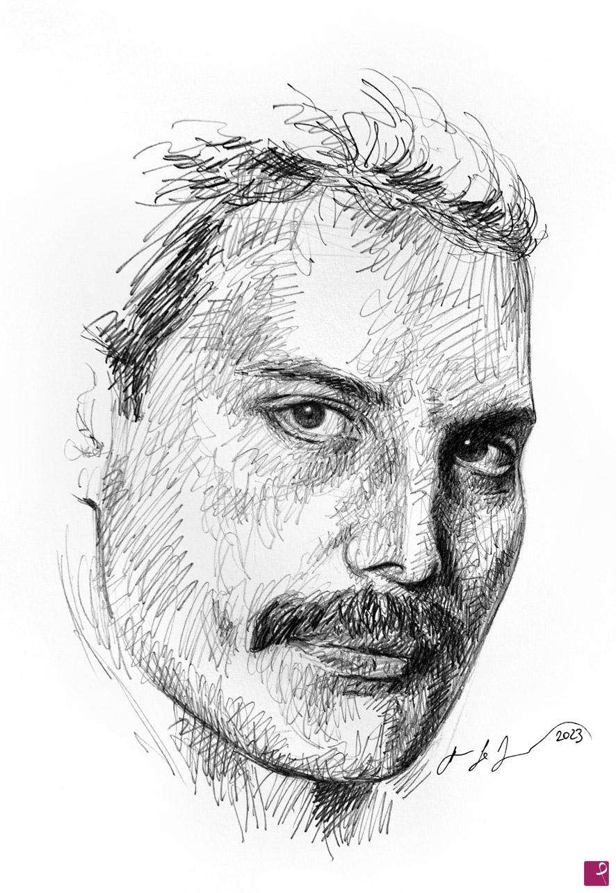 quadri in vendita online - Freddie Mercury sketch n10