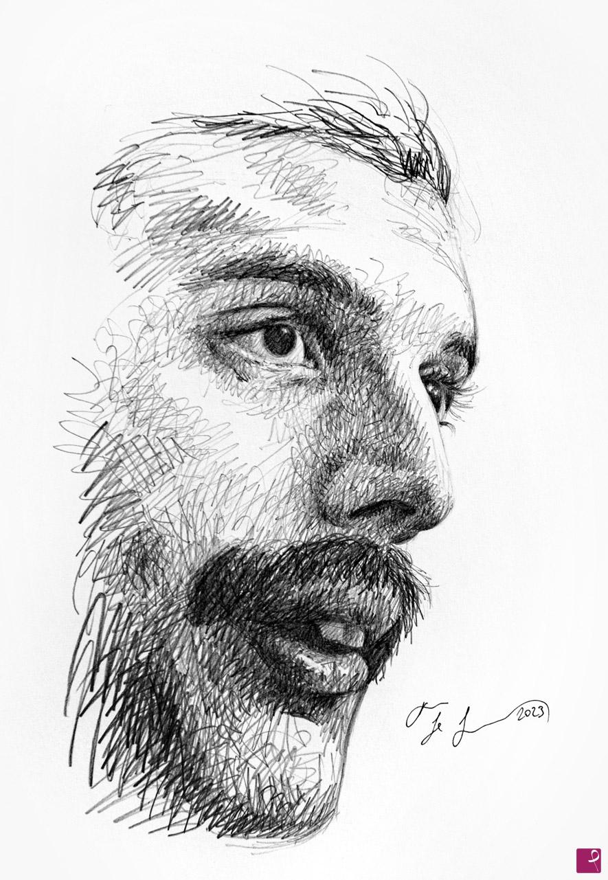 quadri in vendita online - Freddie Mercury sketch n11