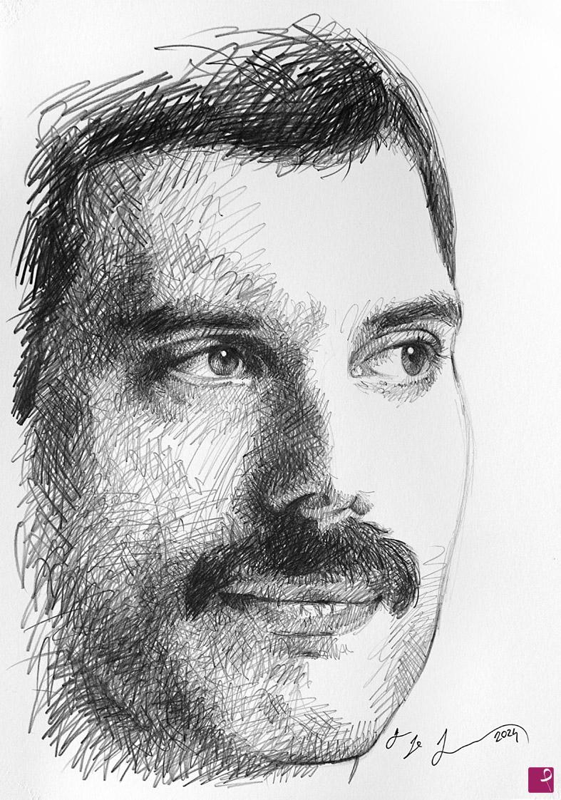quadri in vendita online - Freddie Mercury sketch n12