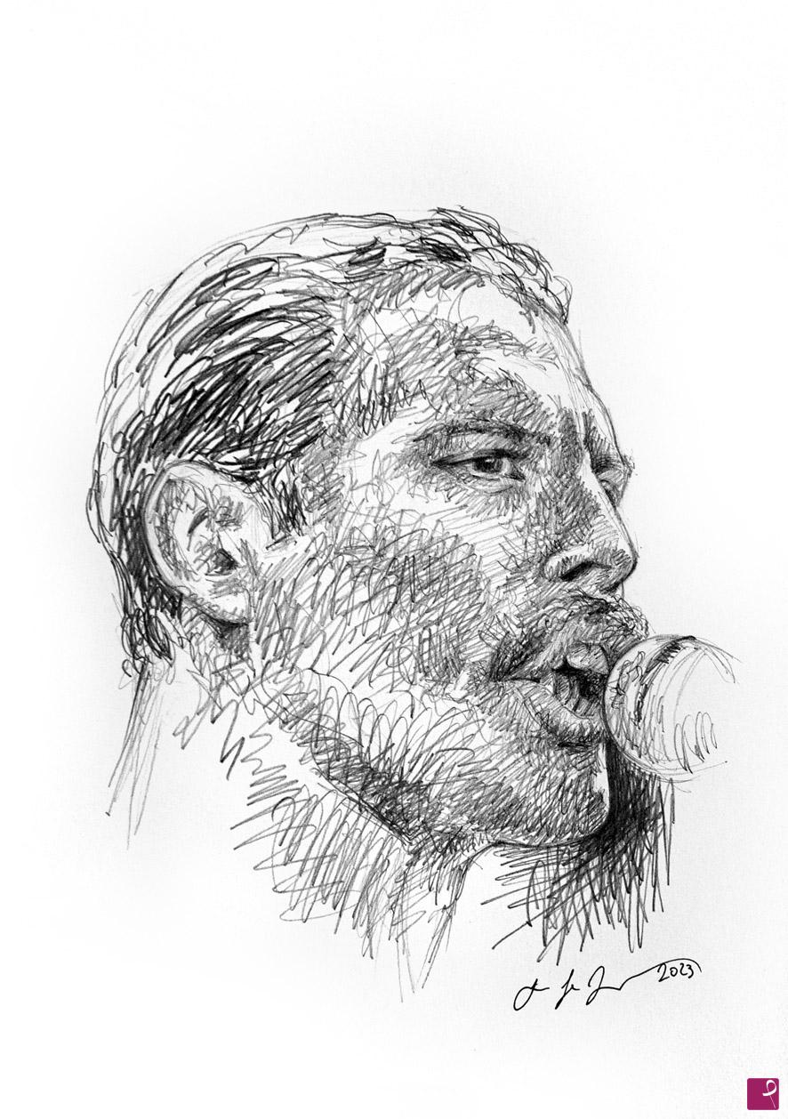 quadri in vendita online - Freddie Mercury sketch n6
