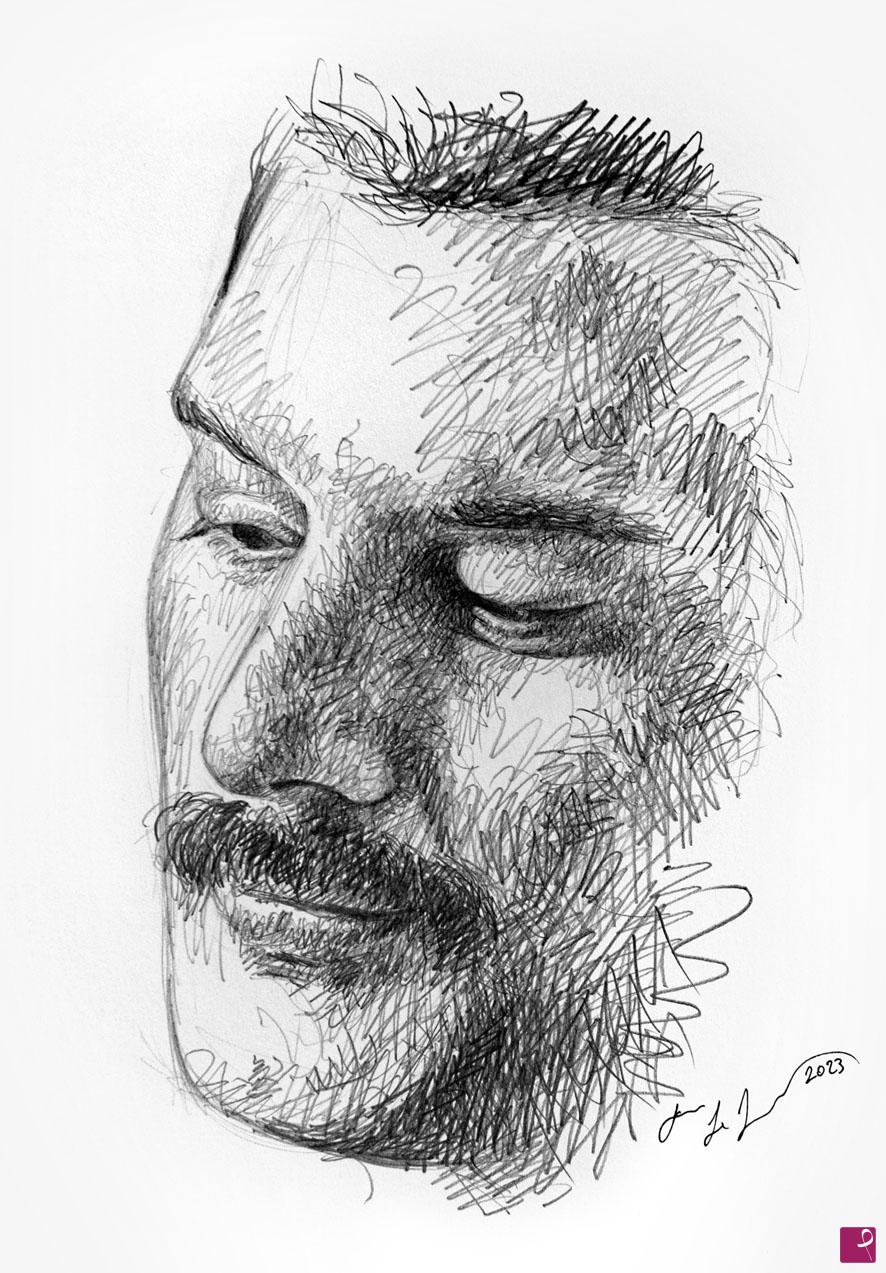 quadri in vendita online - Freddie Mercury sketch n9