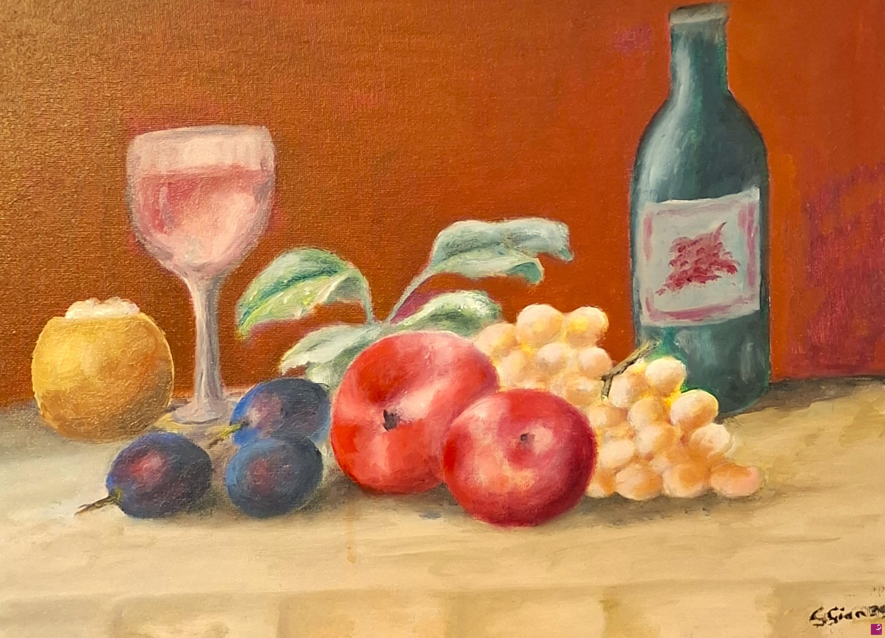 quadri in vendita online - Frutta e vino