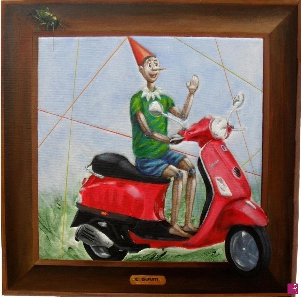 quadri in vendita online - Fuga di Pinocchio da un paesaggio anemico