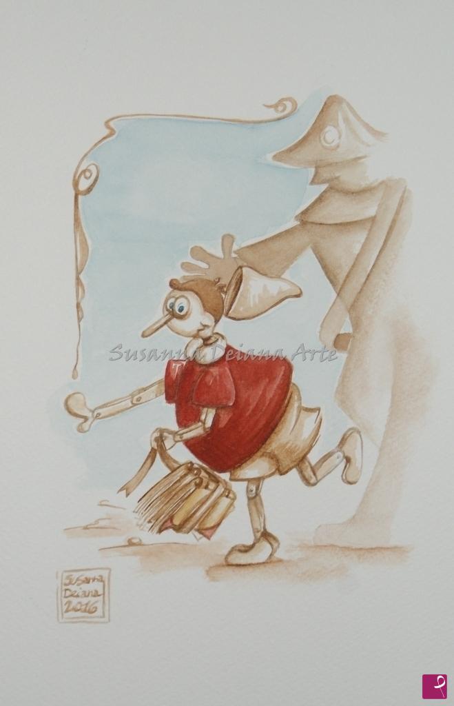 quadri in vendita online - Fuga di Pinocchio dai carabinieri 