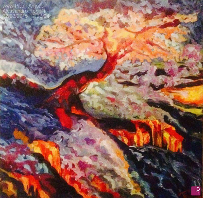 quadri in vendita online - Fuji Tree,olio su tela,80x80cm,2015
