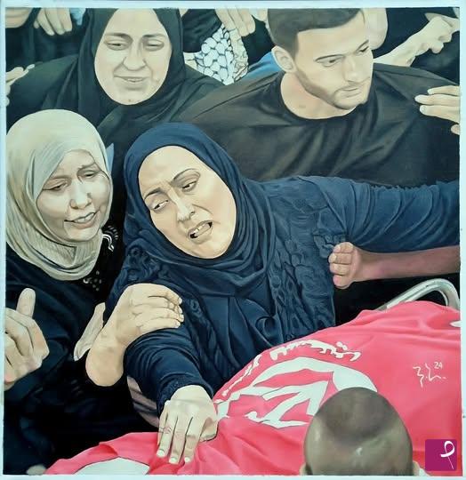 quadri in vendita online - FUNERALE IN UN CAMPO PROFUGHI PALESTINESE