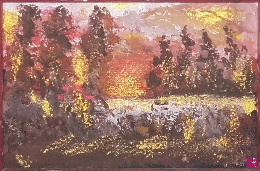 quadri in vendita online - FUOCO DAL CIELO (tramonto alberato) miniatura