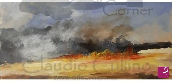quadri in vendita online - Fuoco nel campo