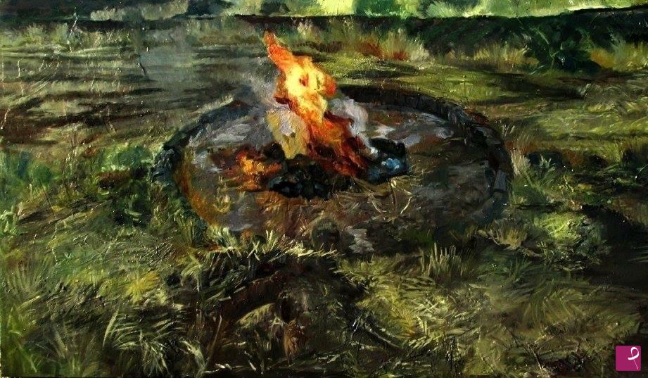 quadri in vendita online - Fuoco nell'aia