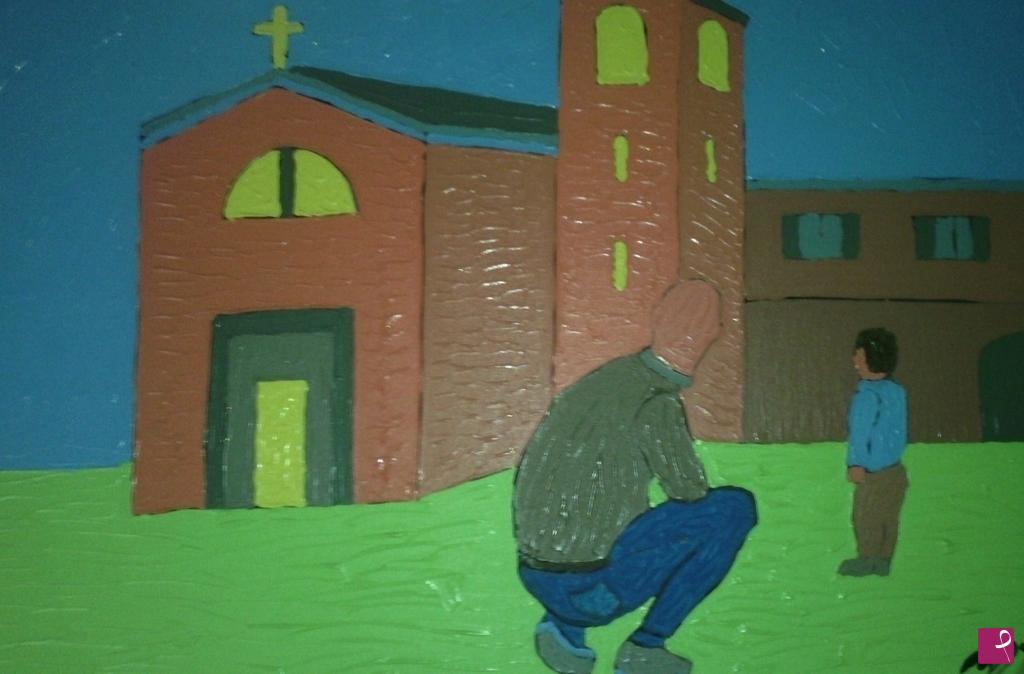 quadri in vendita online - FUORI DALLA CHIESA (50 X 70; OLIO SU TELA)