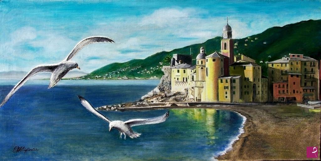 quadri in vendita online - Gabbiani a Camogli