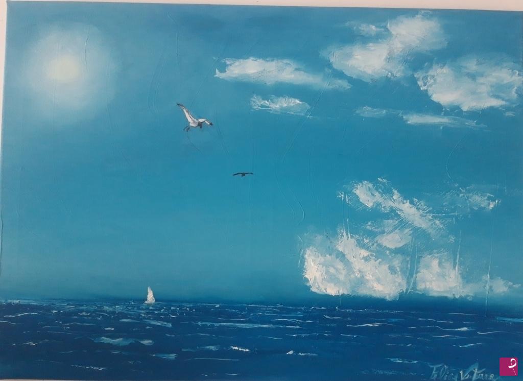 quadri in vendita online - Gabbiani sull'oceano