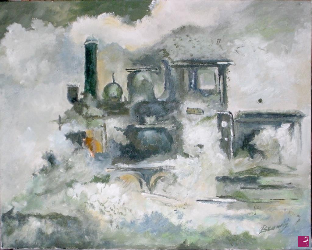 quadri in vendita online - "gamba de legn" trenino Monza - Trezzo 1940
