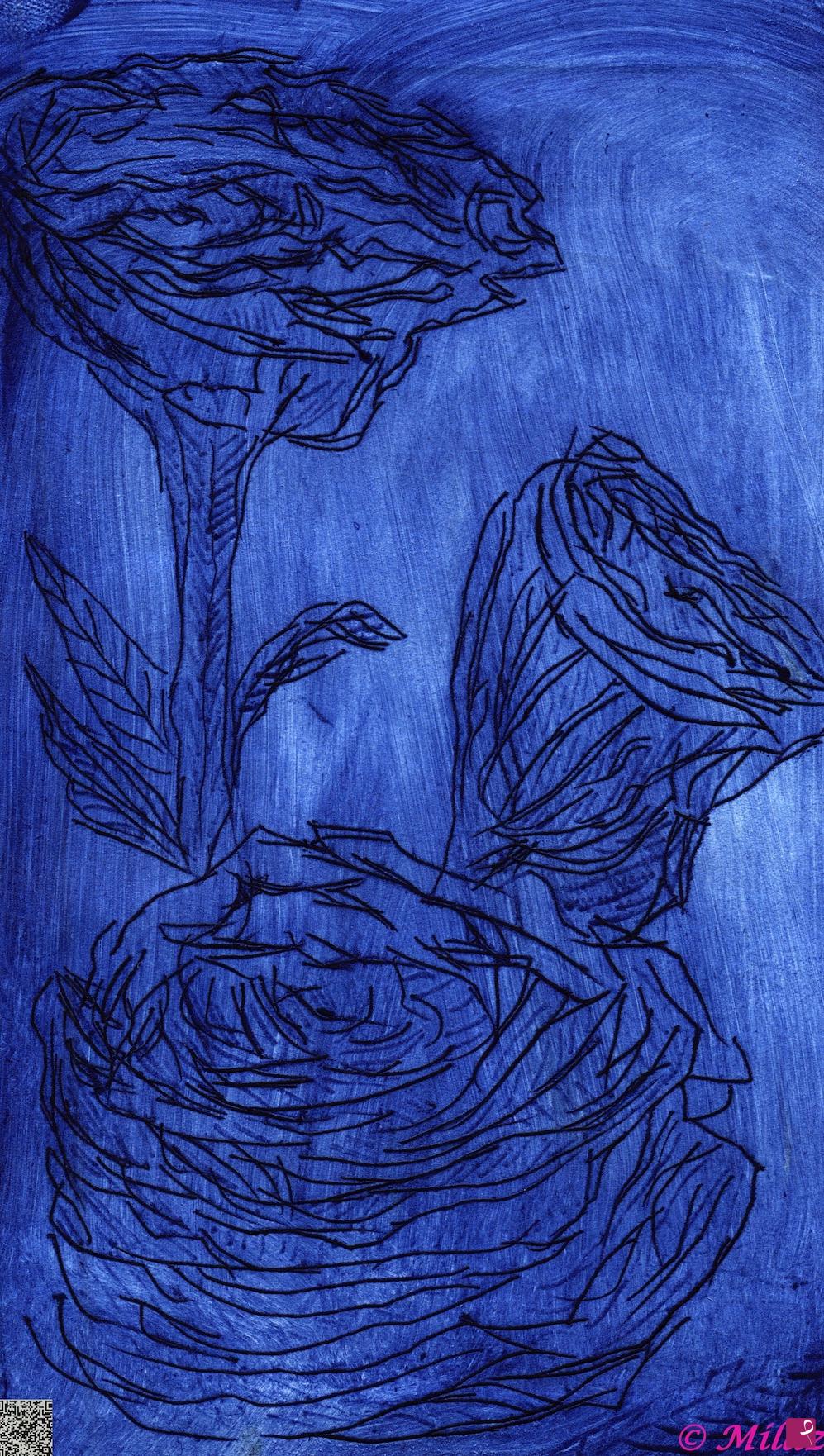 quadri in vendita online - garofani in blu