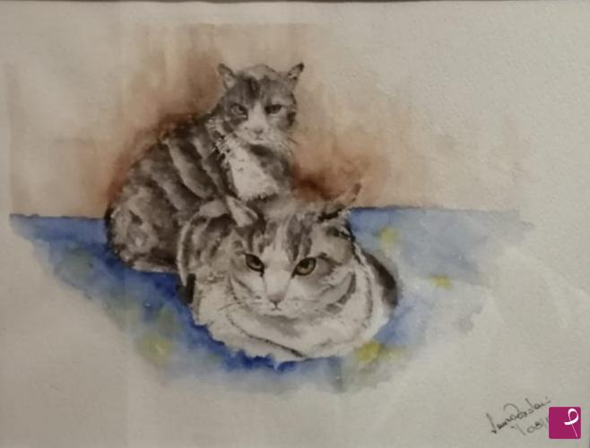 quadri in vendita online - Gatti grigi Luciana
