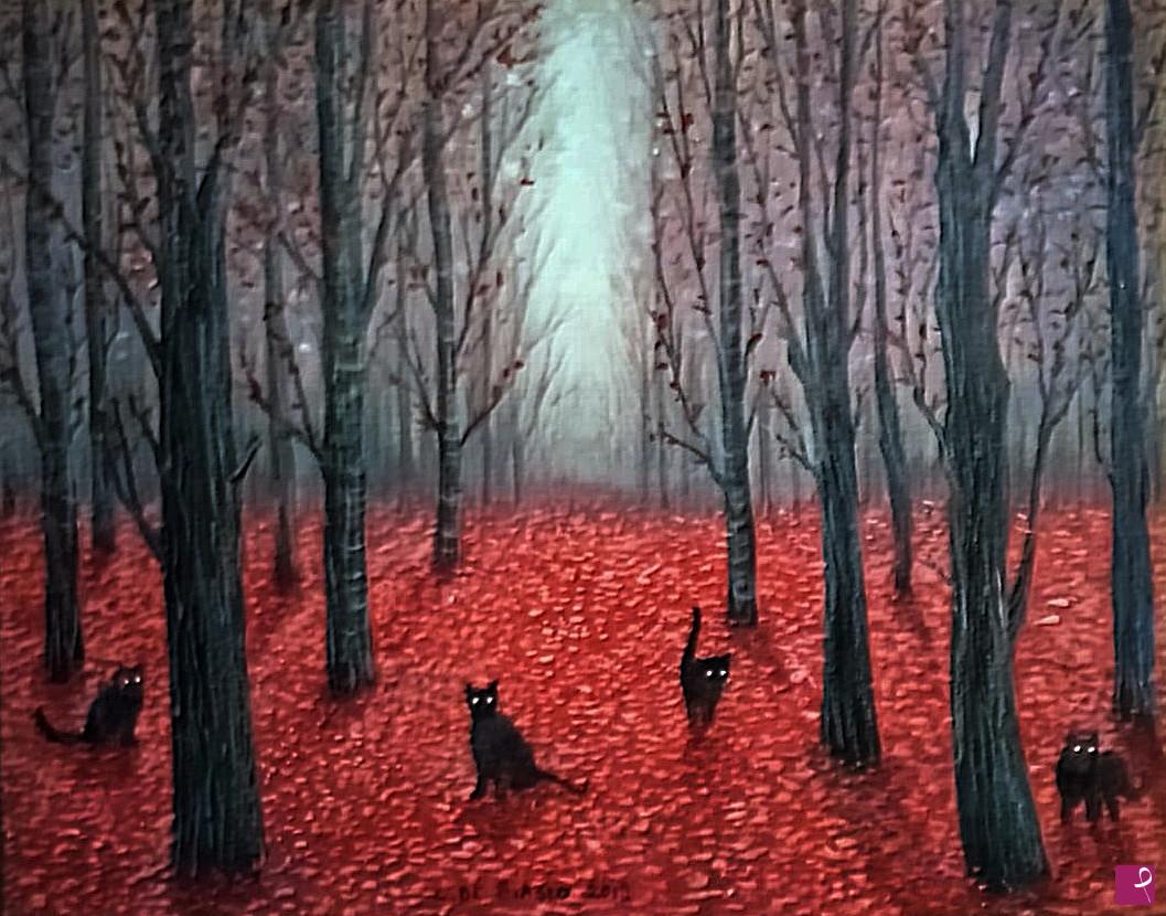quadri in vendita online - Gatti  neri,olio   su   tela   40x50