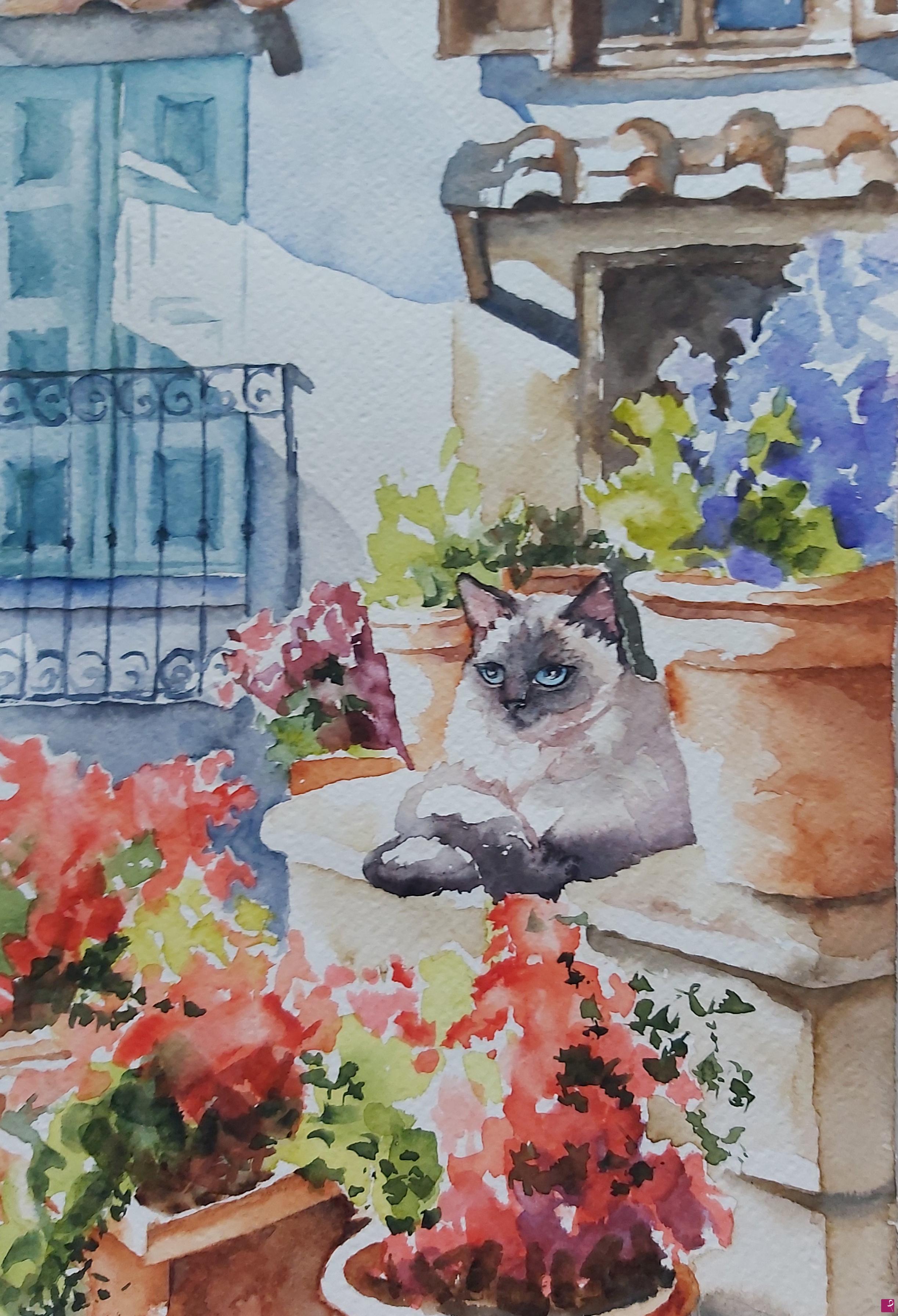 quadri in vendita online - gattino tra i fiori