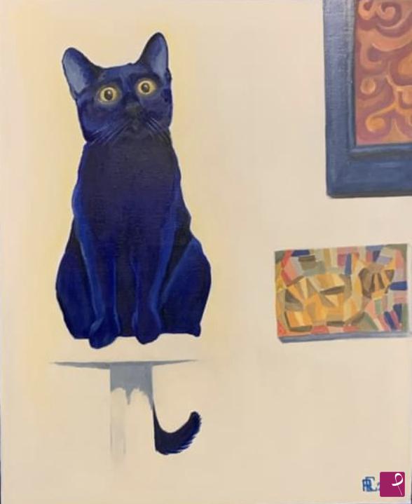 quadri in vendita online - Gatto blu
