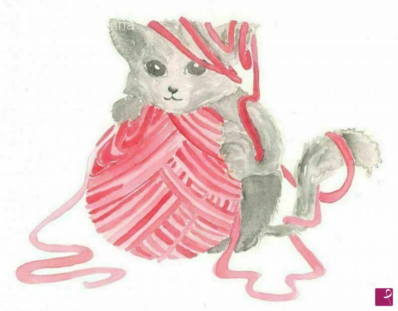 quadri in vendita online - Gatto con gomitolo