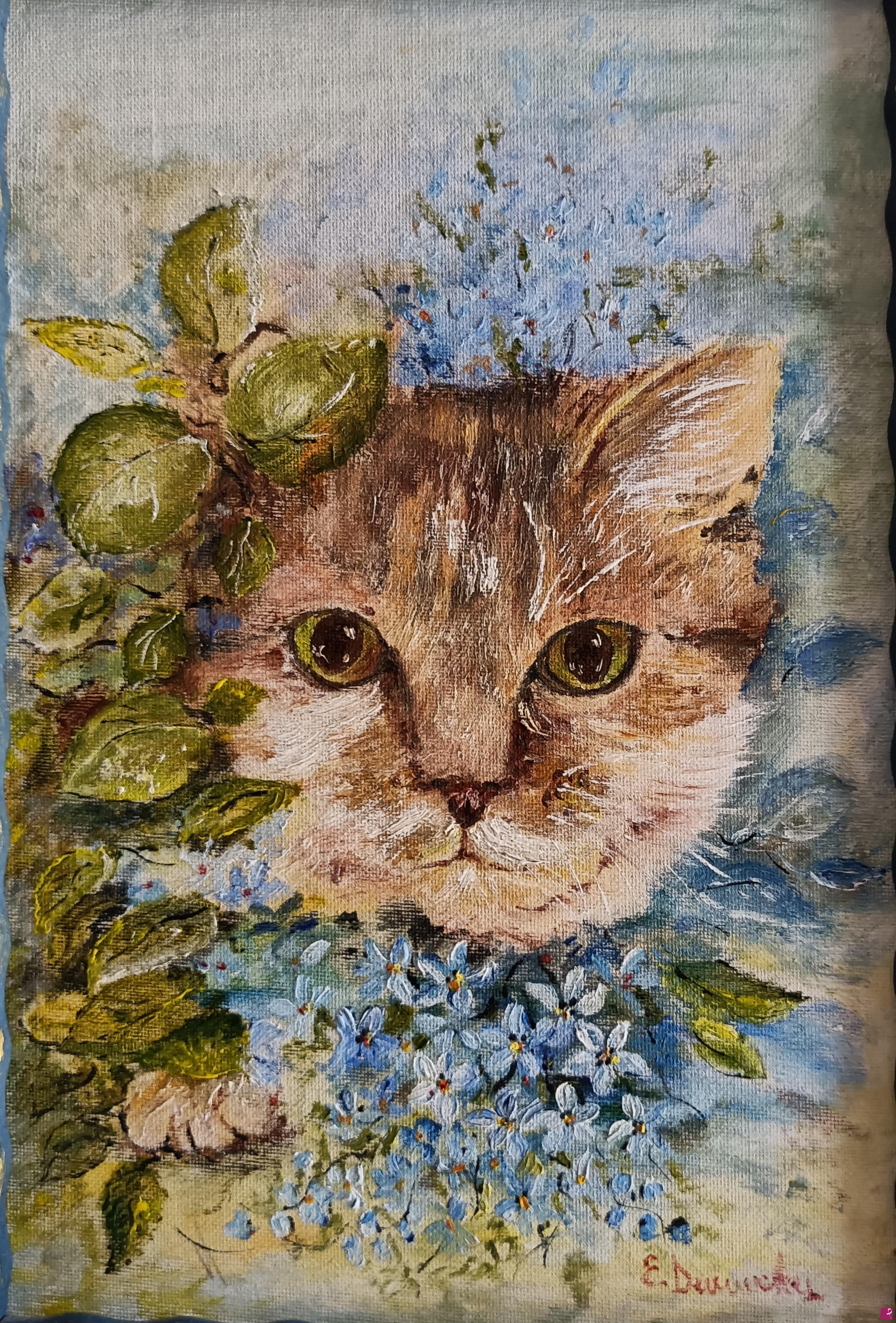 quadri in vendita online - Gatto curioso