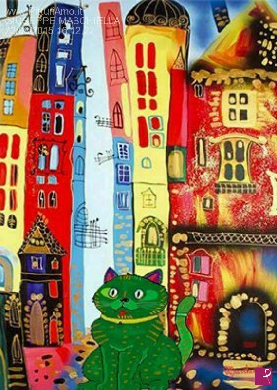 quadri in vendita online - GATTO DI CITTA'