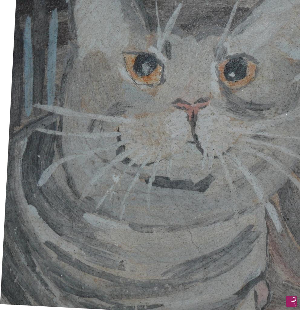 quadri in vendita online - Gatto grigio