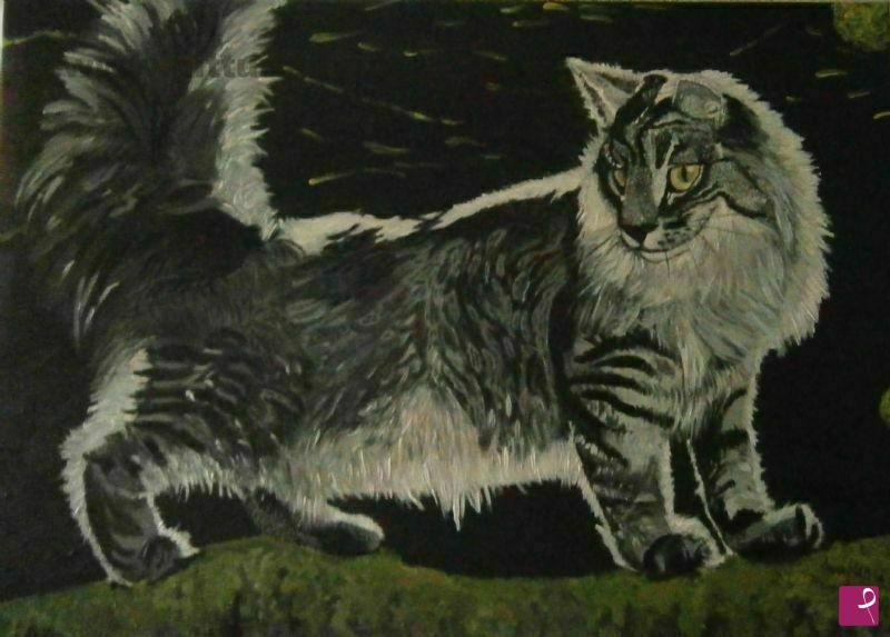 quadri in vendita online - Gatto Norvegese delle Foreste- Olio su Tela 70 x 50 - Tecnica Pennello anno 2012