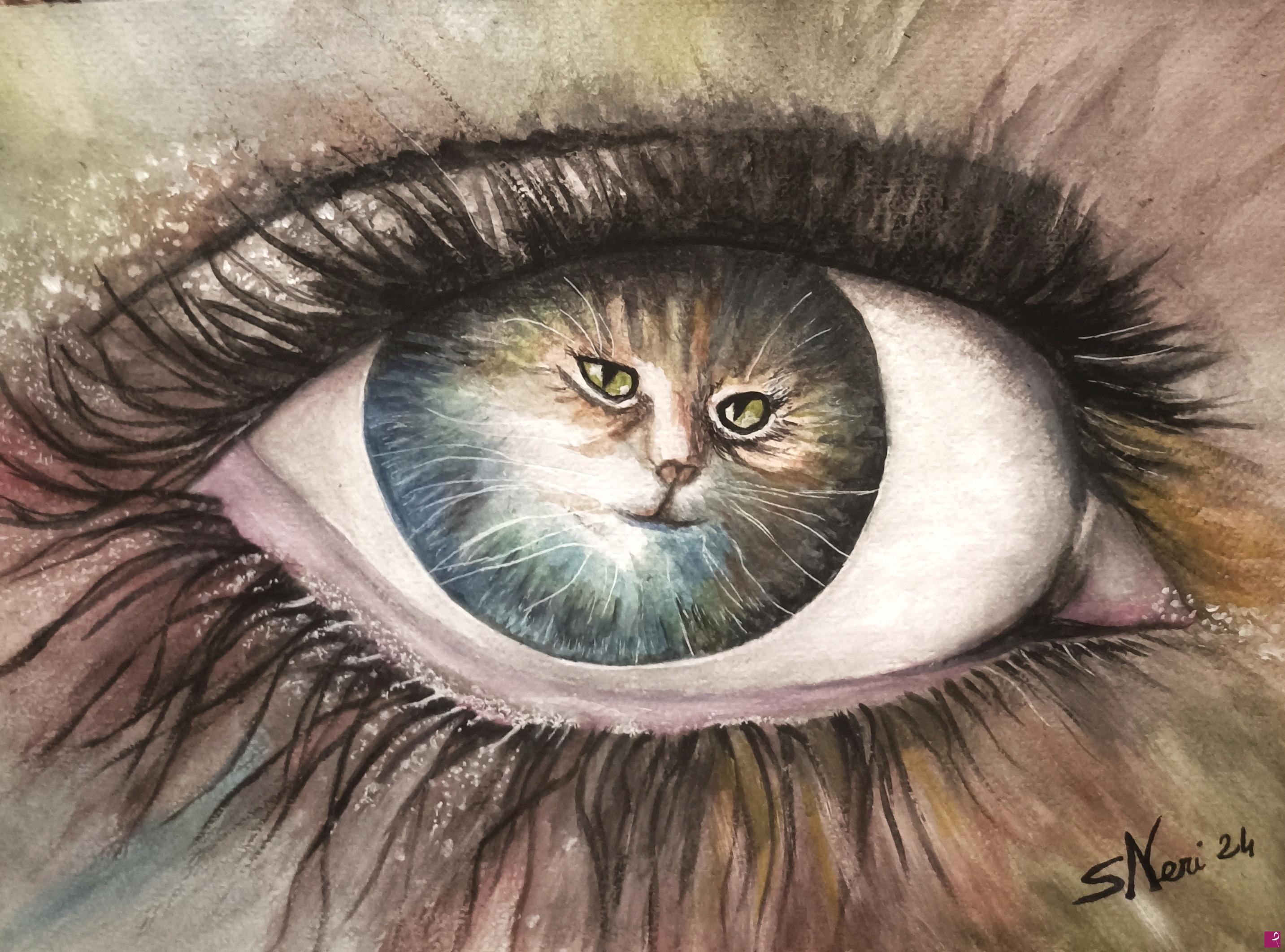 quadri in vendita online - Gatto riflesso 