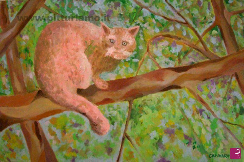 quadri in vendita online - Gatto rosa