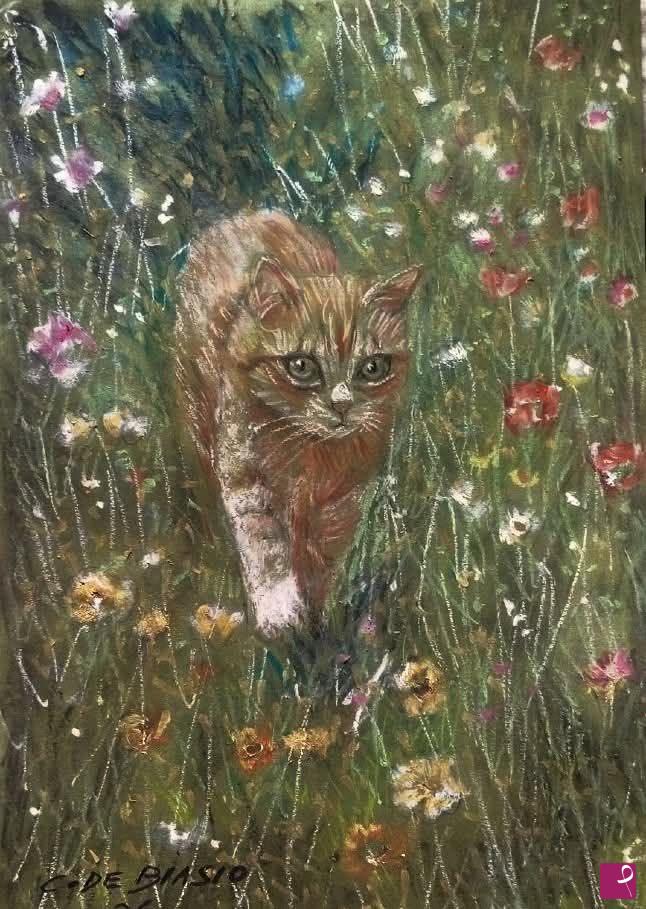 quadri in vendita online -  Gatto rosso