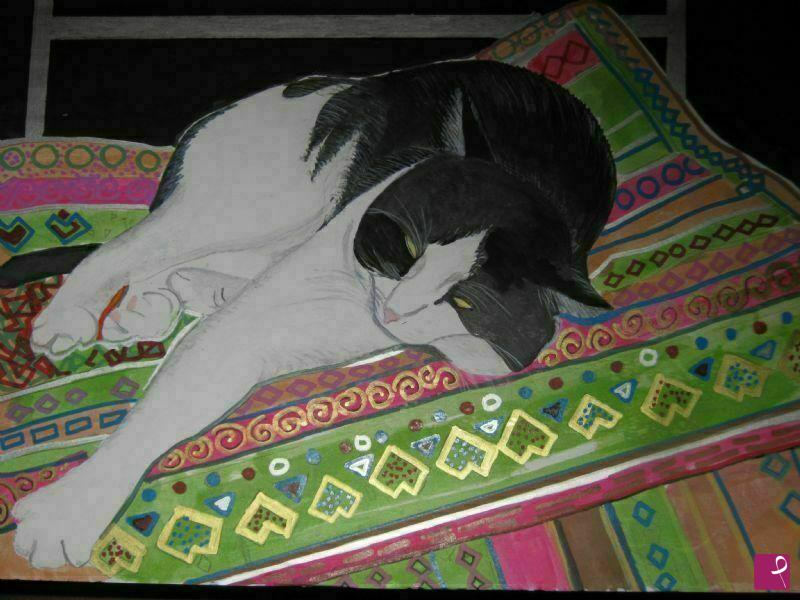 quadri in vendita online - gatto sul cuscino