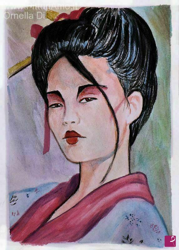 quadri in vendita online - geisha acquerello