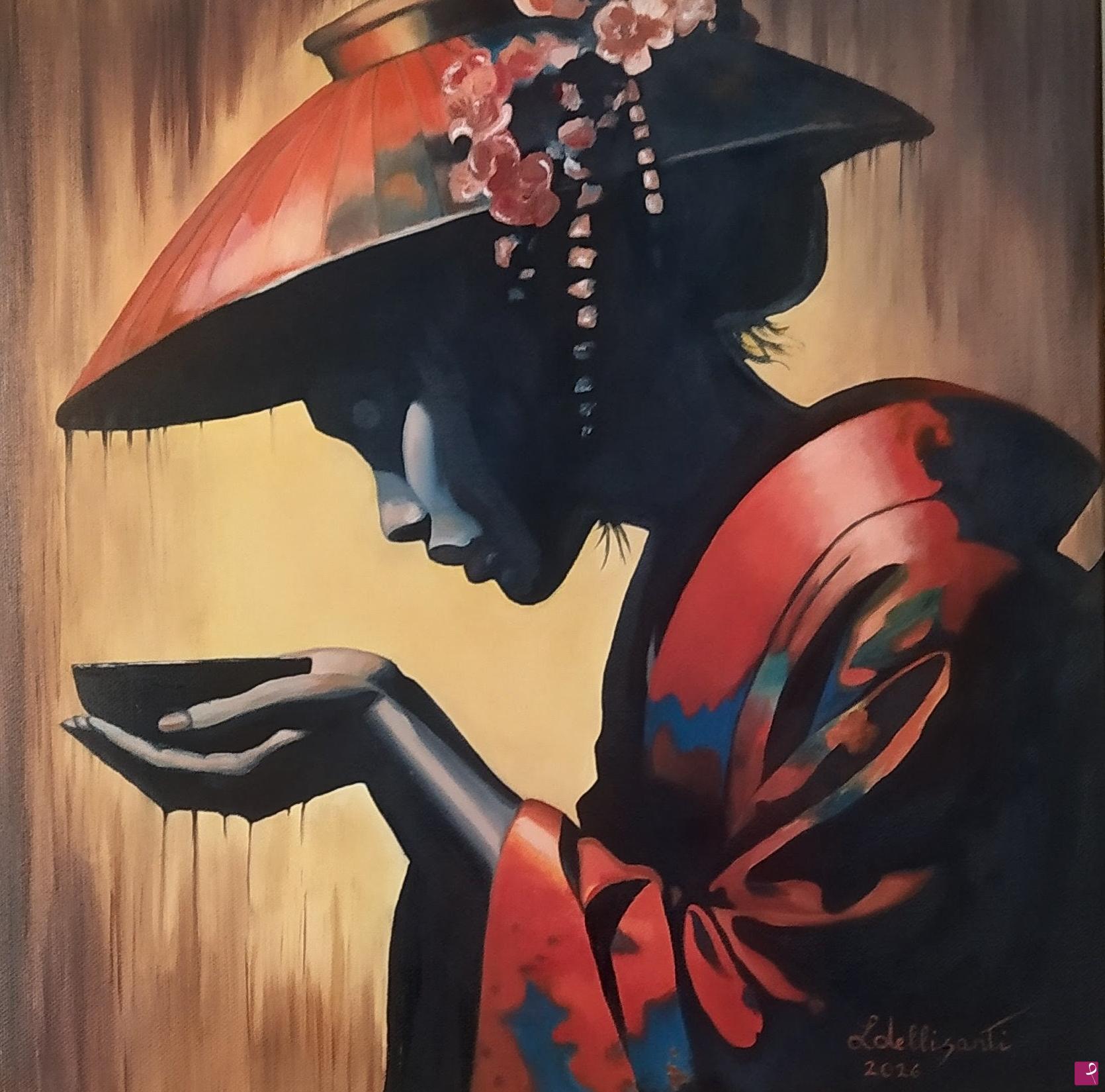 quadri in vendita online - Geisha durante la cerimonia del tè 