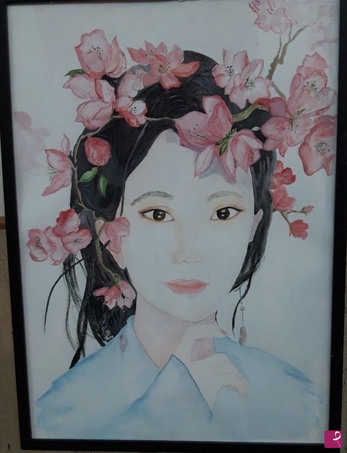 quadri in vendita online - Geisha in fiore
