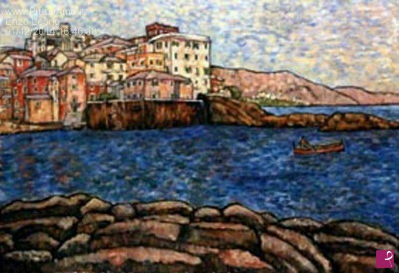quadri in vendita online - Genova Boccadasse 2010-olio su tela 50x70