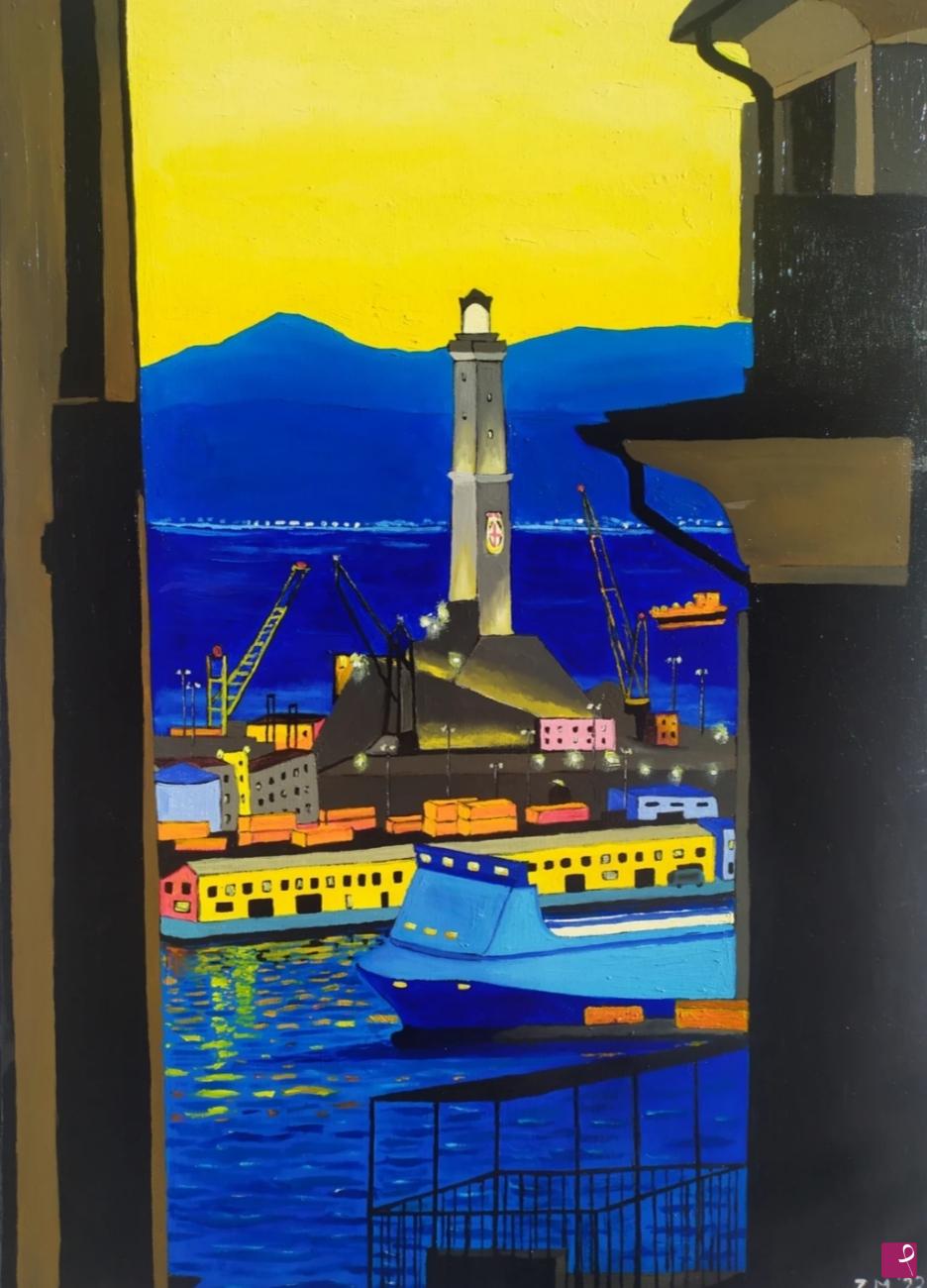 quadri in vendita online - Genova by night