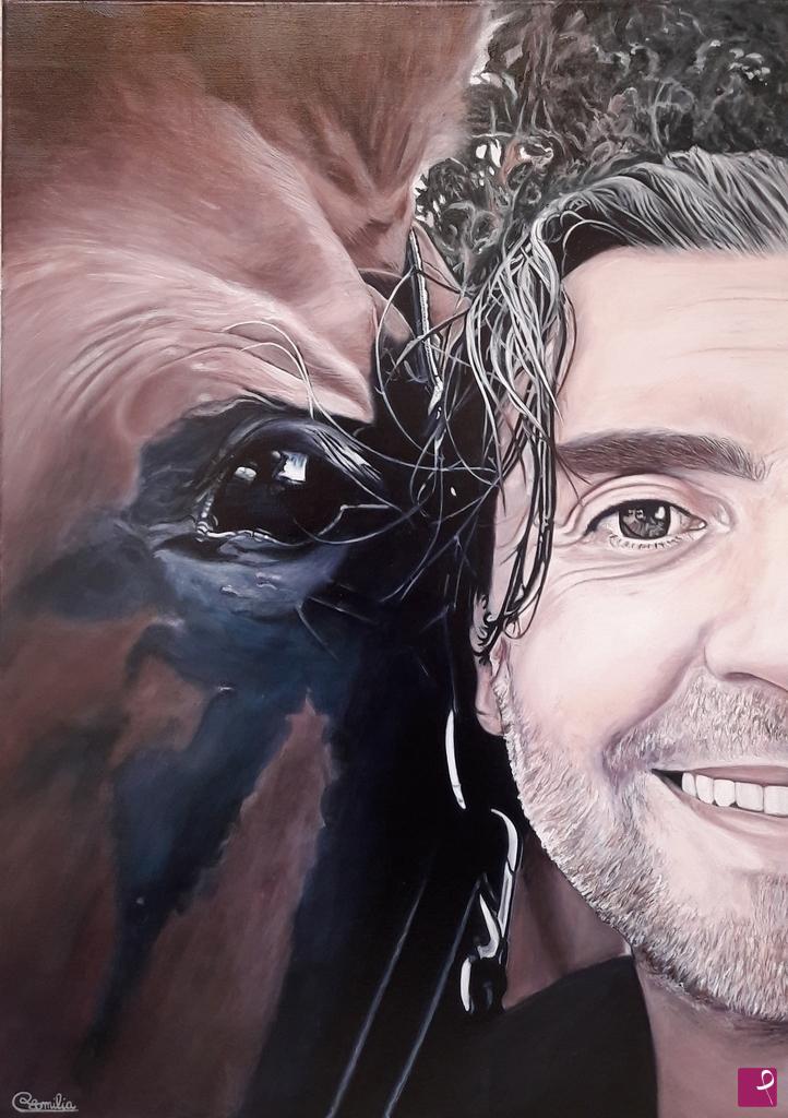 quadri in vendita online - Gianfranco e il suo cavallo Omarzio