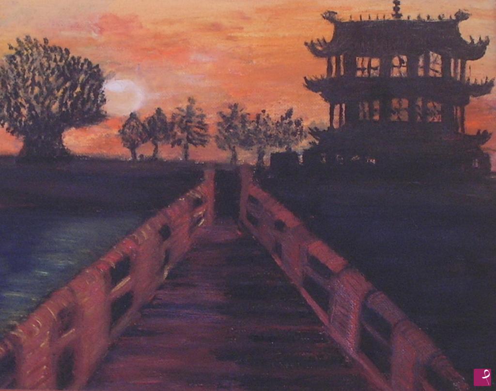 quadri in vendita online - Giappone tramonto