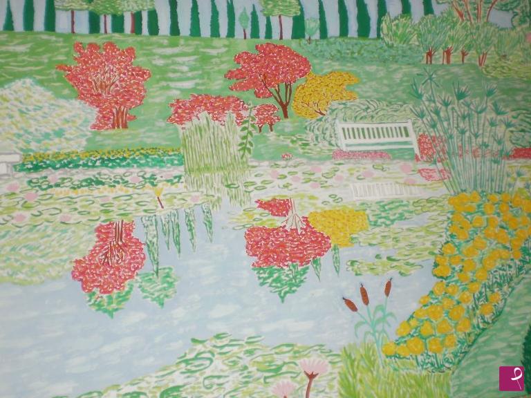 quadri in vendita online -  giardino con laghetto con ninfee