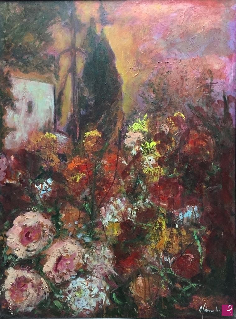 quadri in vendita online - Giardino delle peonie