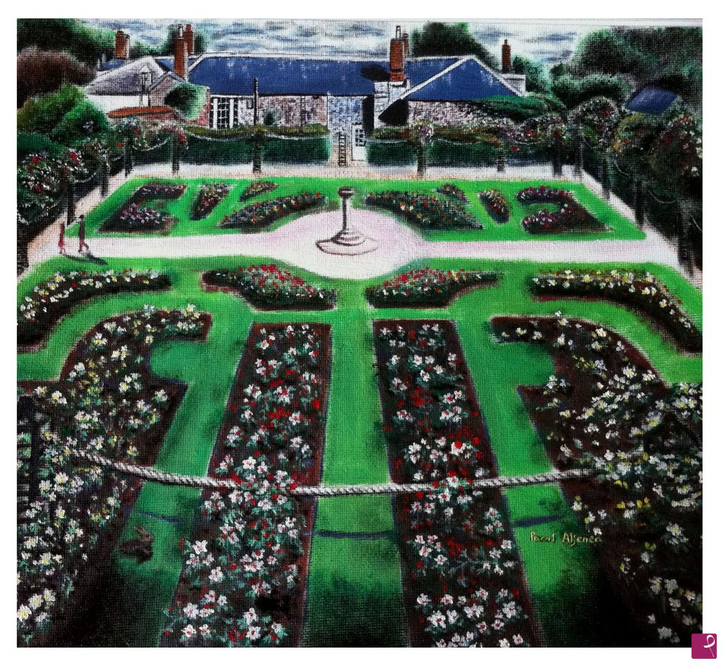 quadri in vendita online - Giardino delle rose a Cockington