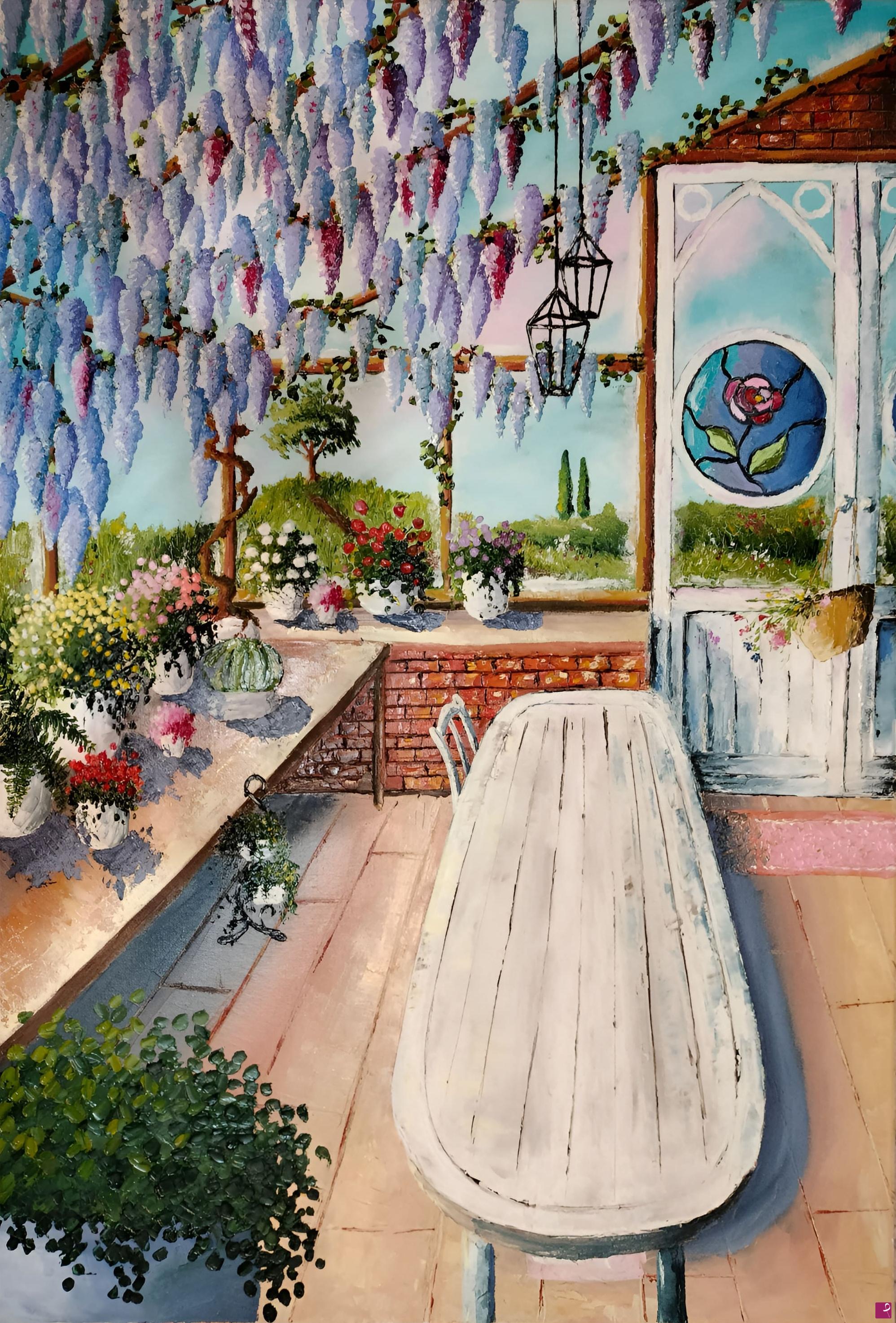 quadri in vendita online - Giardino viola