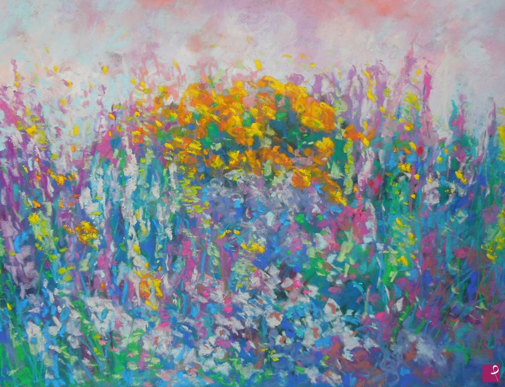 quadri in vendita online - Giardino viola e giallo - 250
