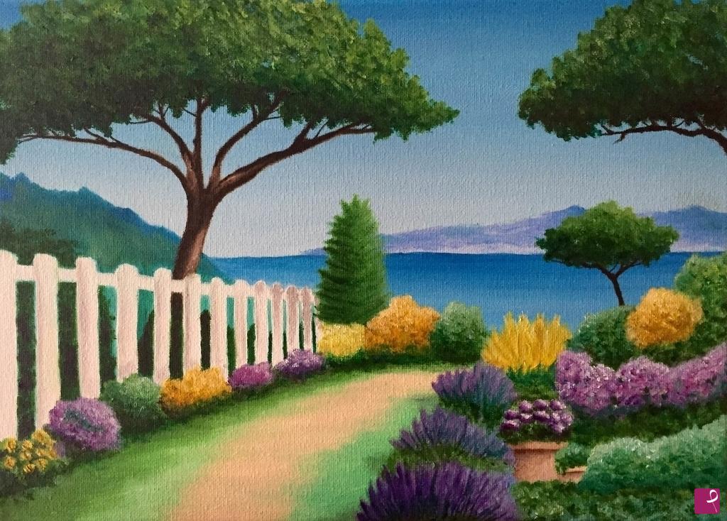 quadri in vendita online - Giardino vista mare