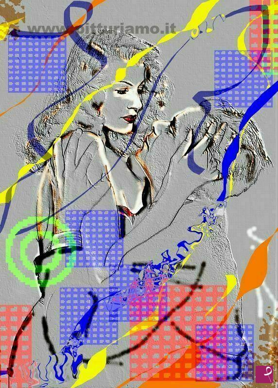 quadri in vendita online - Gilda, il bacio- painting