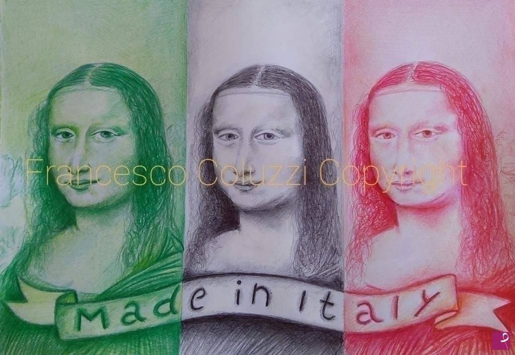 quadri in vendita online - Gioconde con tricolore