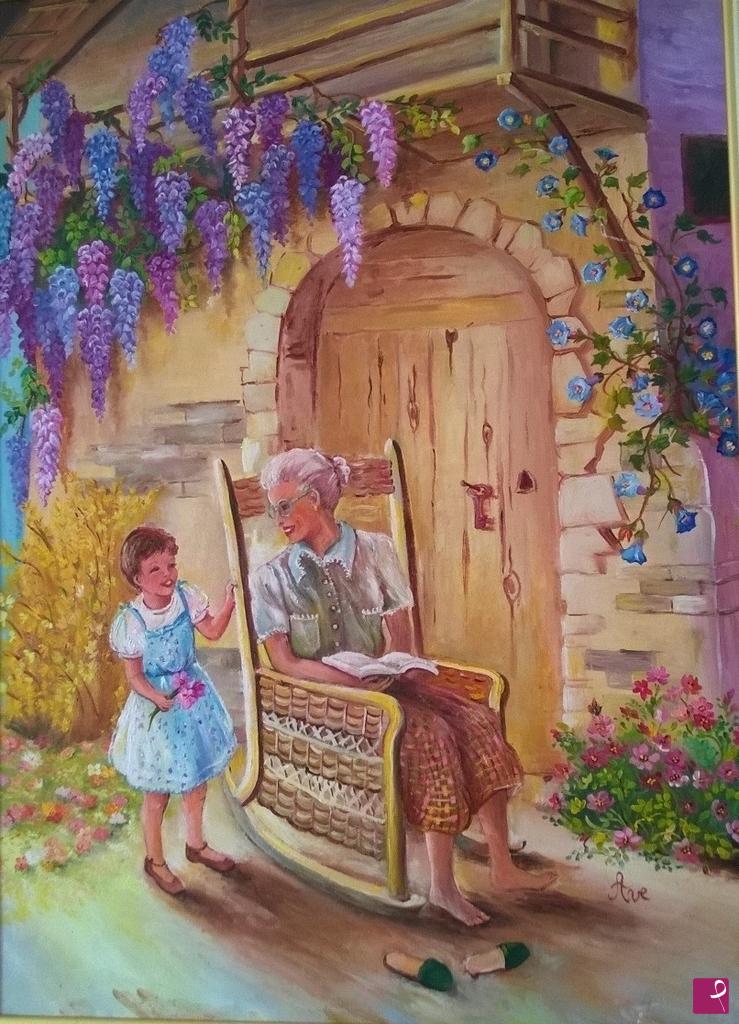 quadri in vendita online - giovane nonna